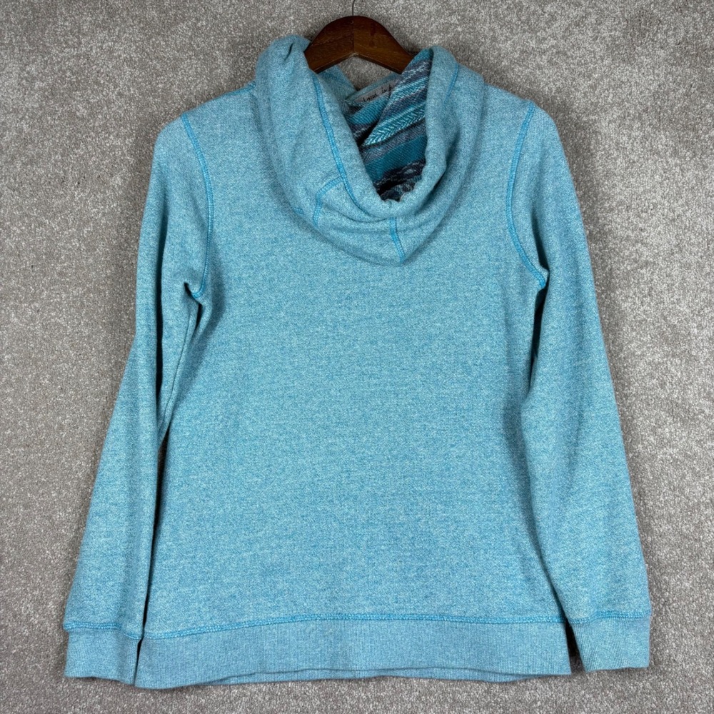 Roxy Womens Turquoise Heather Knit Crossover Hooded Pullover Sweatshirt Medium - Picture 3 of 7